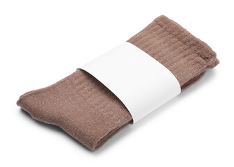 Pair of brown socks isolated on white