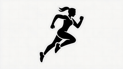 Silhouette of a female athlete running graphic illustration sport fitness design healthy lifestyle and athletic achievement isolated on white