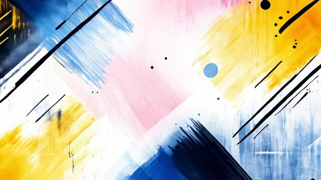 Vibrant abstract art with bold geometric brush strokes and colorful patterns.