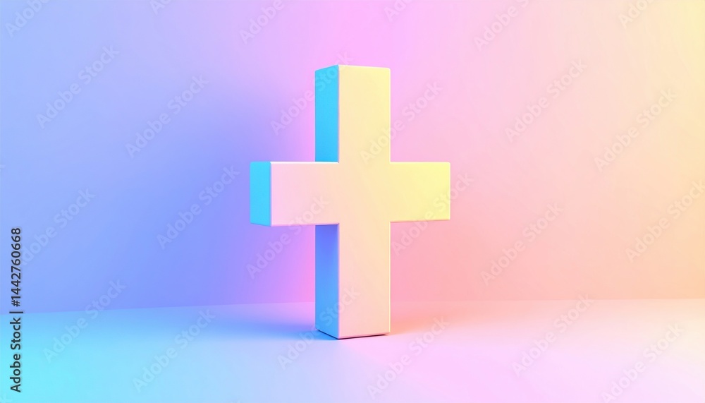 Poster Creative abstract plus symbol digital studio 3d render soft color palette low angle modern design concept