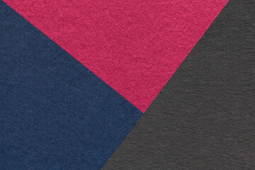 Fototapeta premium Texture craft navy blue, purple and black paper background, macro. Structure vintage abstract cardboard