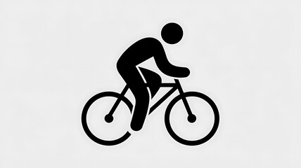 Fototapeta premium Simple black silhouette vector of a cyclist riding a bicycle for road safety and transportation