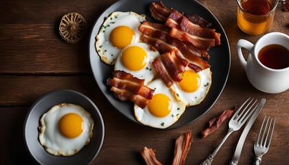 Delicious Breakfast with Eggs and Bacon