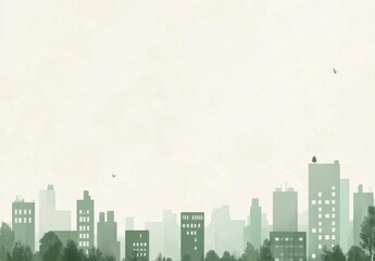 Naklejka premium A muted, green cityscape