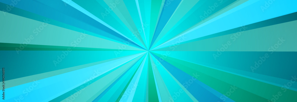 Poster blue and green pop art rays abstract geometric concept background. retro geometric vector banner des