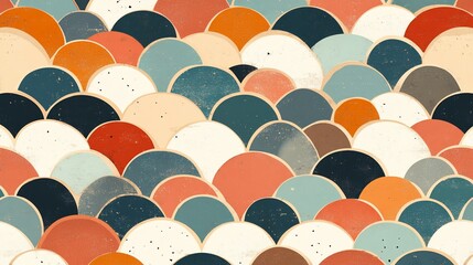 Obraz premium Abstract semicircle pattern with textured pastel color palette background