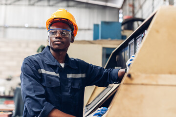Workers Factory or Engineering work at factory site check up machine or products in site. Foreman...