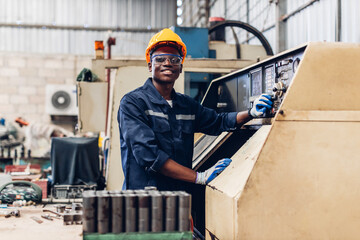 Workers Factory or Engineering work at factory site check up machine or products in site. Foreman...