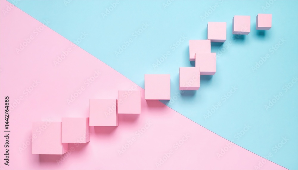 Poster creative colorful cube arrangement on dual-toned background abstract art studio environment close-up