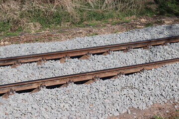 Bahnschienenverlegung.