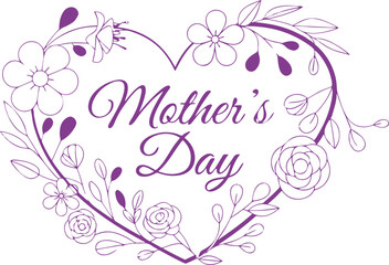 Heart of nature with happy Mothers day text. Love concept. Flat lay.Mother’s Day Loving Hearts