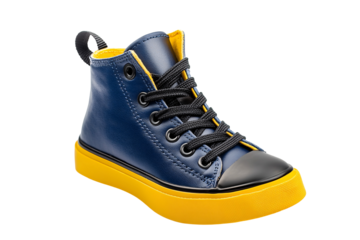 a blue and yellow shoe