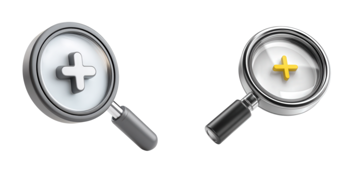Magnifying Glass Icon with Plus Sign for Zooming In and Out