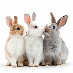 Fototapeta premium Adorable Three Rabbits: Bunny Pictures, Cute Pet Photos