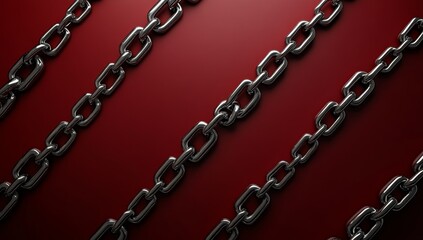 Obraz premium Metal chains on a red background