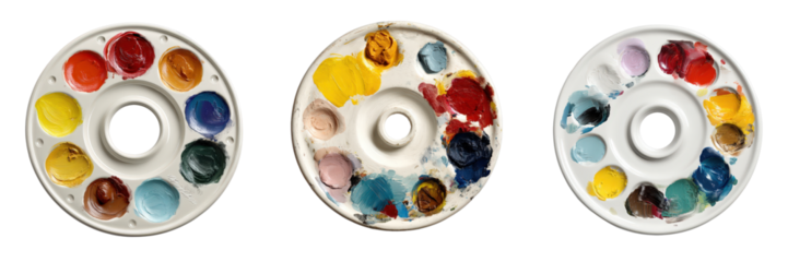 Vibrant Paint Palettes for Mixing Colors in Various Shapes and Styles