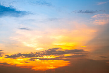 Beautiful , luxury soft gradient orange gold clouds and sunlight on the blue sky perfect for the...