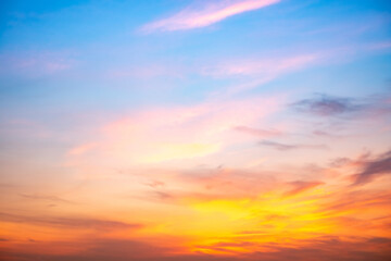 Beautiful , luxury soft gradient orange gold clouds and sunlight on the blue sky perfect for the...