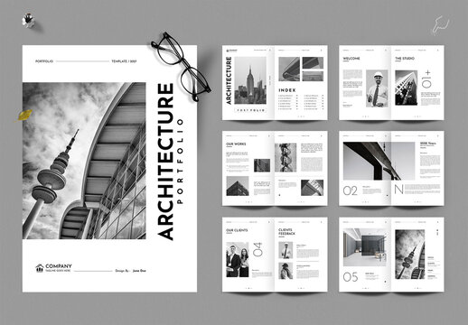 Modern Architecture Portfolio Layout Minimalist Brochure Template Design for Creative Studios