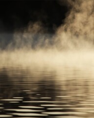 Serene Water Vapor: A tranquil scene of water vapor rising gently from calm water. The image showcases a calm and peaceful ambiance, perfect for nature, mindfulness, and meditation concepts.