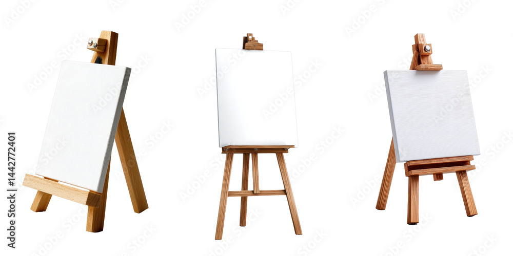 Poster wooden easels for displaying blank canvas on a desktop surface