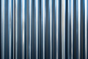Obraz premium Corrugated Metal Wall, Shiny Surface, Industrial Texture, Metallic Vertical Lines Pattern