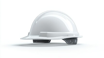 Fototapeta premium White safety helmet on white background showcasing construction gear