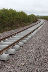 Bahnschienenverlegung.