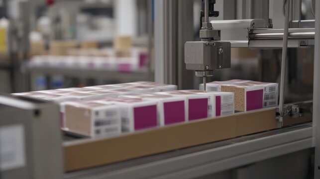 Automated material handling system sorting goods in a modern factory