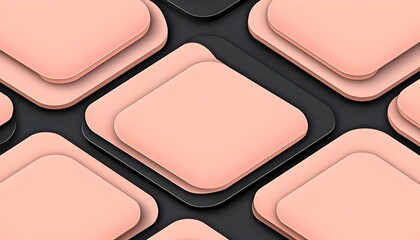 Fototapeta premium Abstract pattern of layered, rounded squares in peach and dark gray, creating a geometric, repeating design