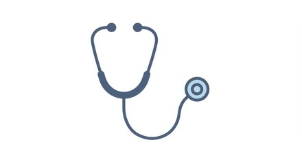 Flat vector icon of stethoscope with soft blue tones, minimal style