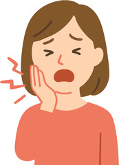 이가아파볼을잡고있는여자