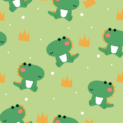 Seamless pattern cute cartoon dinosaur. cute animal drawing for wallpaper and background