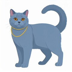 Obraz premium Gray Cat with Jewelry and Expression of Confidence