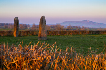 menhirs standing in Couches, Saone et Loire, Bourgogne Franche Comte, France