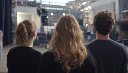 Business collaboration three film producers including one woman and one lgbtq director at a creative studio