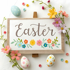 Beautiful Easter Floral Cross-Stitch Design: Spring Flowers and Eggs