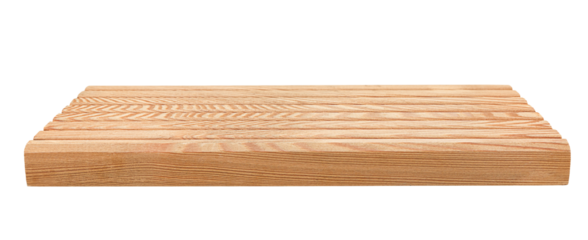 larch cutting board on white isolated background, front view