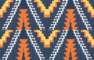 Geometric ethnic Native American tribal patterns, featuring Aztec and Navajo motifs, create a seamless decorative texture. Design for background ,curtain, carpet, clothing, wrapping, Batik.