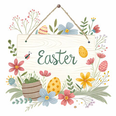 Cute Easter Floral Illustration: Perfect for Cards & Spring Designs