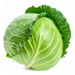 Obraz premium Fresh Green Cabbage with Leaves and Texture Detail