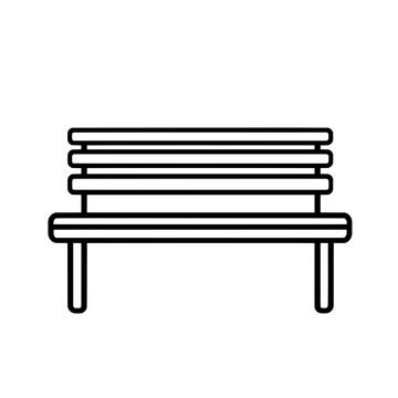recommend clip art: Simple black park bench side view icon with thick lines for public seating concepts.