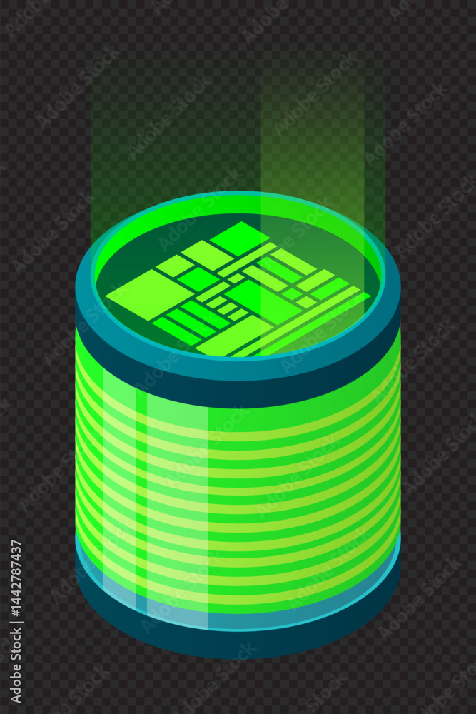 Poster isometric database. isometric futuristic server. big data isometric. cloud computing and file cloud 