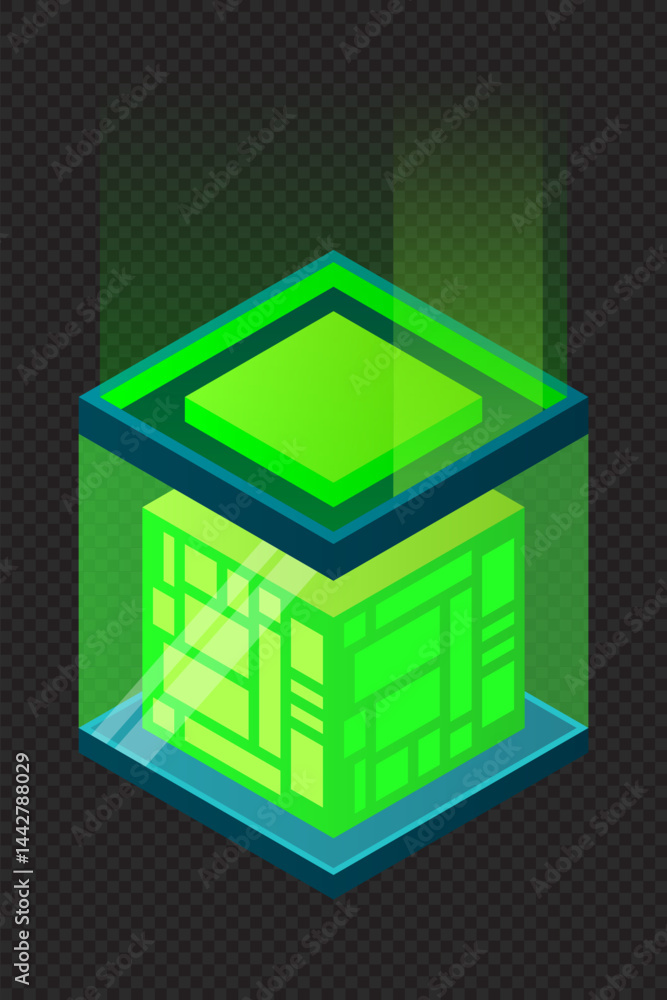 Poster isometric database. isometric futuristic server. big data isometric. cloud computing and file cloud 