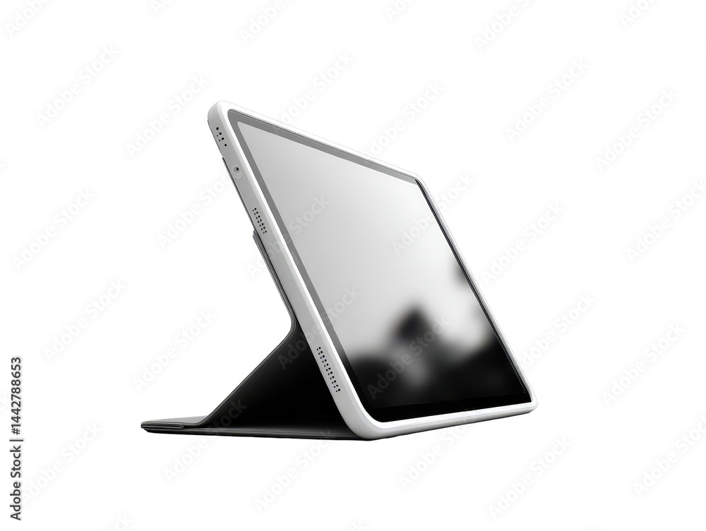 Poster modern tablet with kickstand and touchscreen display design
