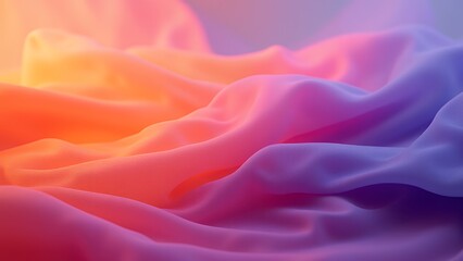 Fototapeta premium 鮮やかなオレンジとパープルカラーグラデーションの流れるようなラインの抽象的なデジタルアート