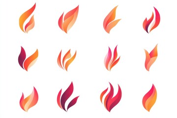 Abstract fire flame icons; design elements; white background; website graphic