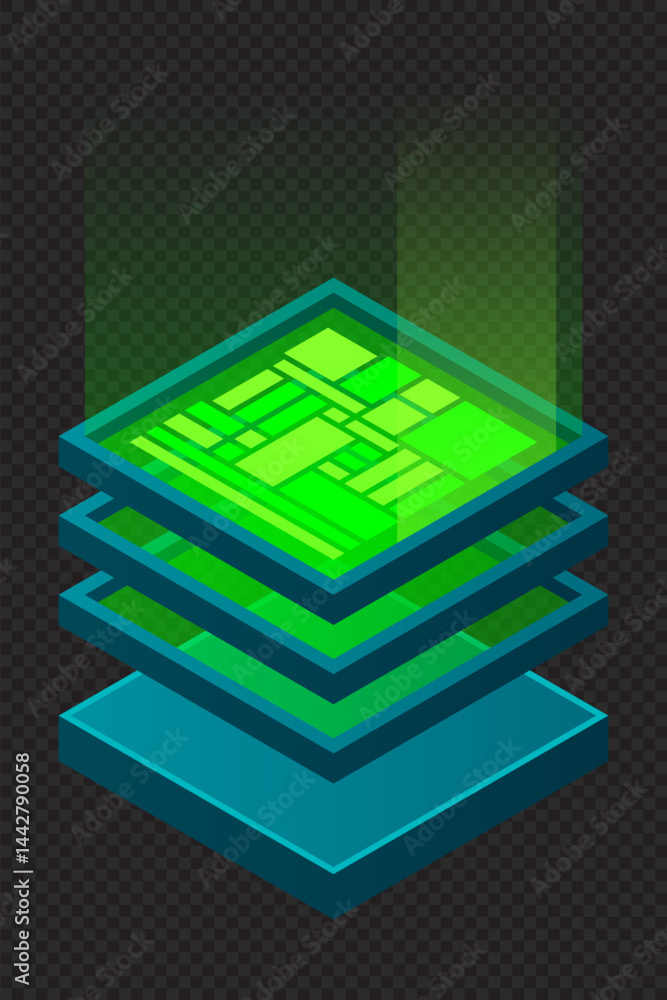 Poster isometric database. isometric futuristic server. big data isometric. cloud computing and file cloud 