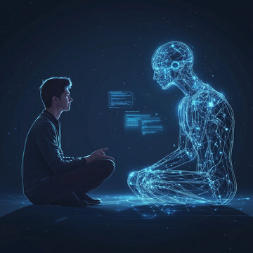 Arquitetura de transformador de IA pensando e transmitindo tokens para criar um aplicativo bonito, representando o uso de intelig&ecirc;ncia artificial no desenvolvimento de software e tecnologia