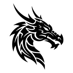Fototapeta premium Majestic Dragon Head Tribal Art Powerful Symbolism Intense Design